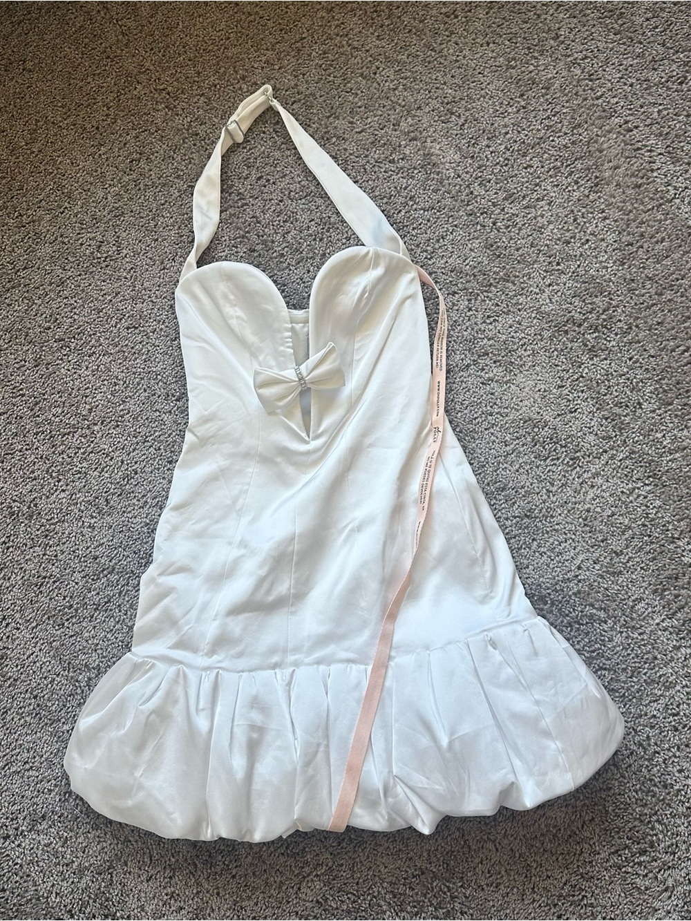 Oh Polly White Halter Mini Dress with Bow Detail - Picture 2 of 7
